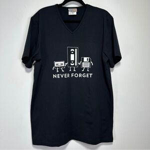 Retro Cassette Tape Graphic T Shirt Black Funny Nostalgia Print Size L